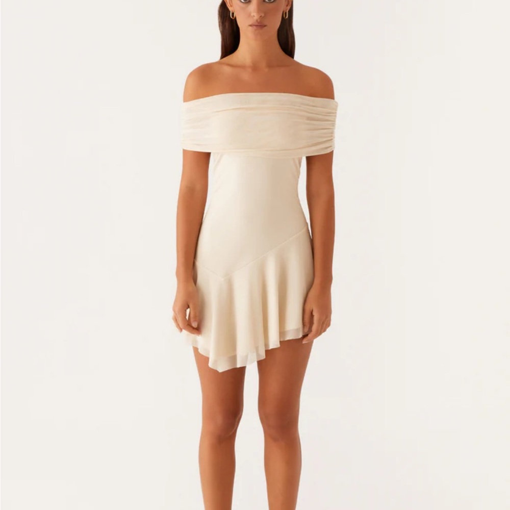 Peppermayo Off-Shoulder Cream Dress